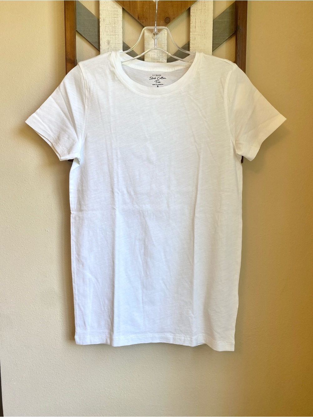 NWT JCREW S Vintage Slub Cotton Crewneck Tee Shirt White BE092 Slim Short Sleeve